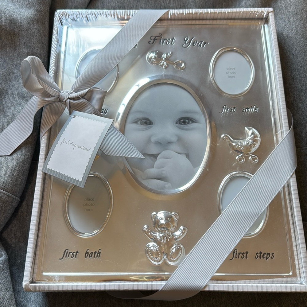 First Impressions Baby Photo Frame My First Year -Silver NEW